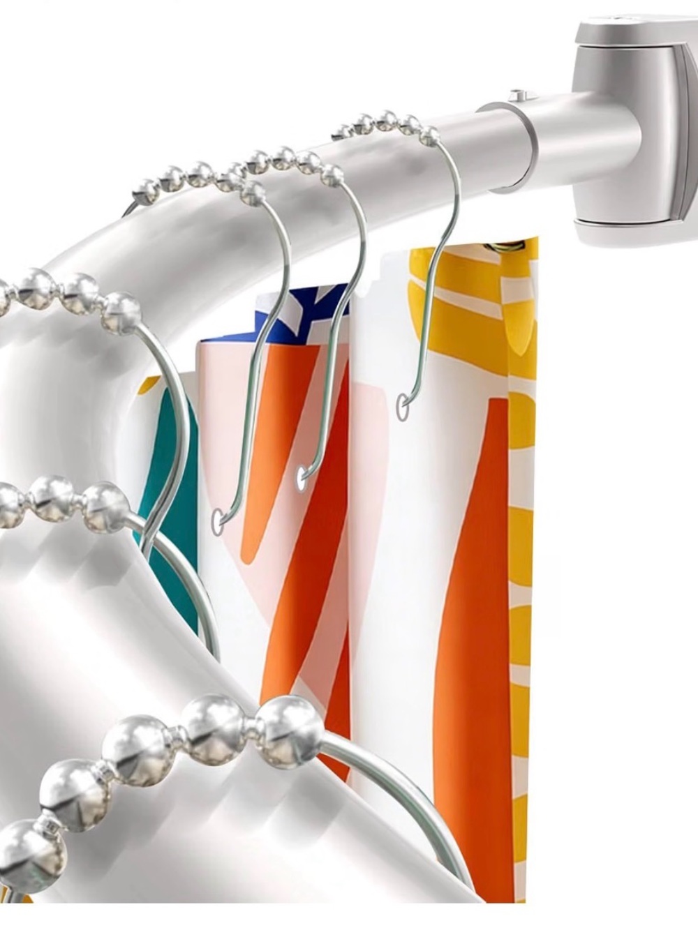 Brushed Nickel Curved Shower Curtain Rod - Silver